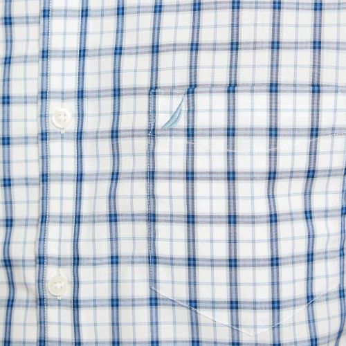  Nautica Mens Wrinkle Resistant Short Sleeve Plaid Button Front Shirt