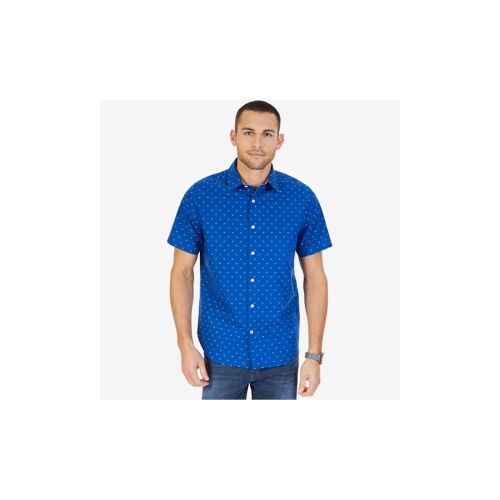  Nautica Mens Wrinkle Resistant Short SLV Print Pattern Button Down Shirt