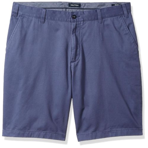  Nautica Mens Big and Tall Cotton Twill Flat Front Chino Short, Blue Indigo 46W