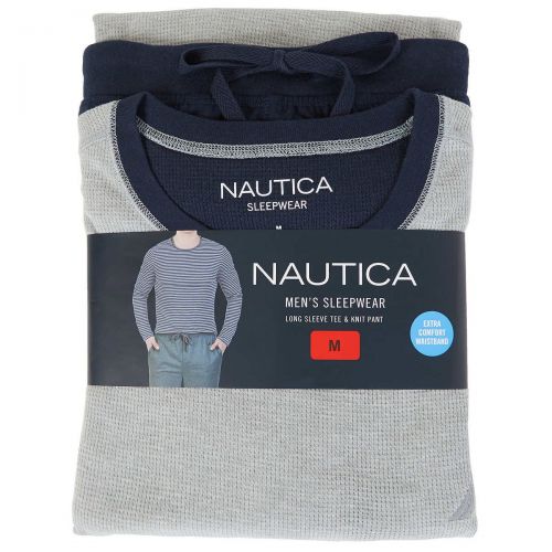  Nautica Mens Thermal Long Sleeve Crew Neck Top and Knit Pant Sleep Lounge Set