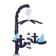 Nautica Kids Set Sail Nautical/Anchor Crib Nursery Musical Mobile, Navy, Aqua, White