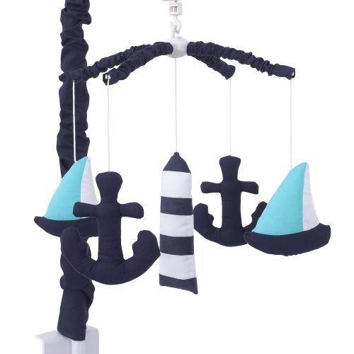  Nautica Kids Set Sail Nautical/Anchor Crib Nursery Musical Mobile, Navy, Aqua, White