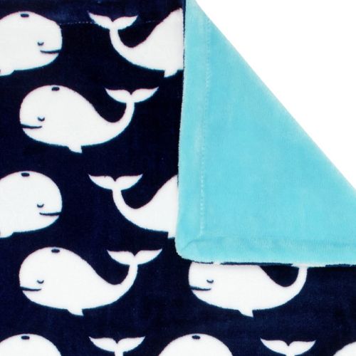  Nautica Kids Set Sail Nautical/Whale/Anchor Super Soft Double Sided Baby Blanket, Navy, Aqua, White