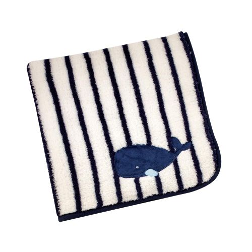  Nautica Kids Set Sail Nautical/Whale/Anchor Super Soft Double Sided Baby Blanket, Navy, Aqua, White