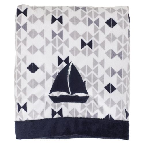  Nautica Kids Set Sail Nautical/Whale/Anchor Super Soft Double Sided Baby Blanket, Navy, Aqua, White