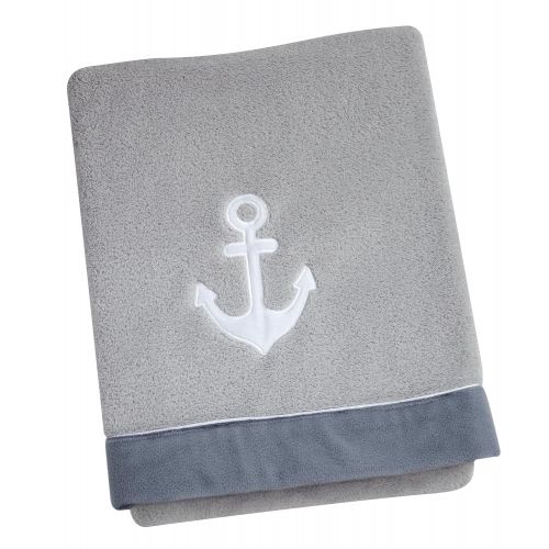  Nautica Kids Set Sail Nautical/Whale/Anchor Super Soft Double Sided Baby Blanket, Navy, Aqua, White