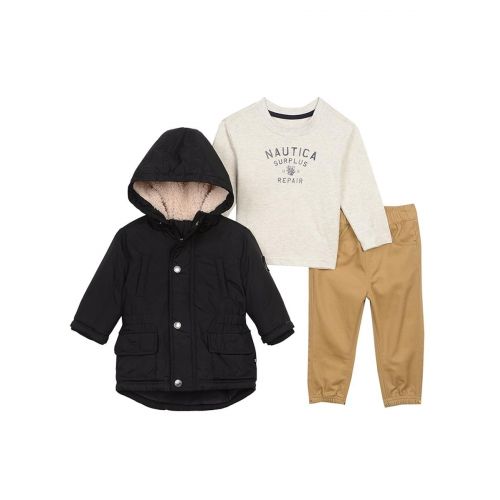  Nautica Baby Boys Quilted Fleece Baseball Sweater, Tee, and Knit Jogger Set