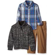 Nautica Baby Three Piece Set with Woven, Quarter Zip Sweater, Flat Front Twill Pant