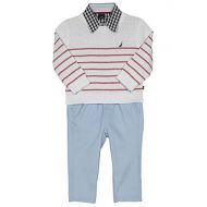 Nautica Baby Boys Long Sleeve Button Down Shirt, Pullover, and Short with Faux Belt Set
