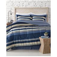 Nautical Living Blue, White, Khaki & Gray Teen Boys Nautical Stripe Full Comforter Set (8 Piece Bed In A Bag) + HOMEMADE WAX MELTS