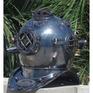 NauticalMart Vintage U.S Navy Mark V Diving Divers Helmet Solid Brass Antique Black Heavy 18