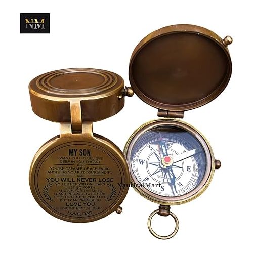  Personalized Brass Compass My Son, Engravable Love Dad Compass, Father to Son Compass Nautical Gift for Son from Dad, Confirmation Gifts, Baptism Gifts, Best Easter