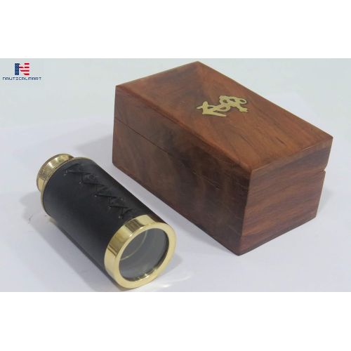  [아마존베스트]NauticalMart 6 Handheld Brass Telescope with Wooden Box - Pirate Navigation