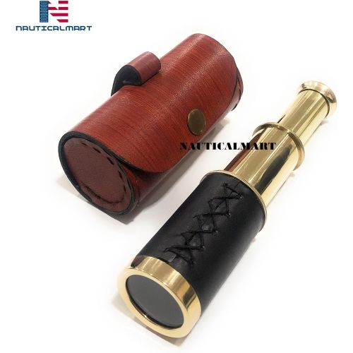  [아마존베스트]NauticalMart 6 Handheld Brass Telescope Pirate Navigation - Nautical Collectibles