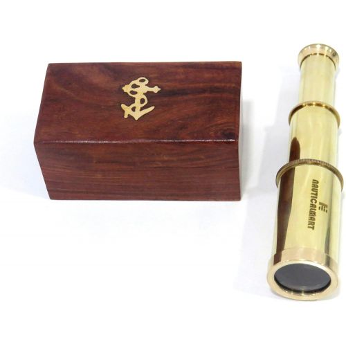  [아마존베스트]NauticalMart Brass Nautical Telescope 6 with Rosewood Box - Pirate Navigation Captain Spyglass Handheld Telescope