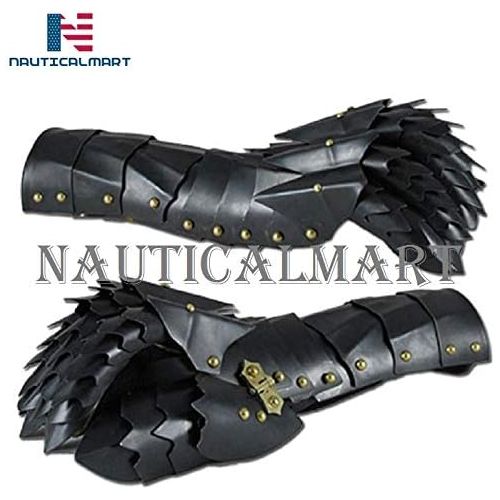  NAUTICALMART Pair King Gauntlets Gloves Medieval Knight Black Steel Armor LARP Faire Gothic