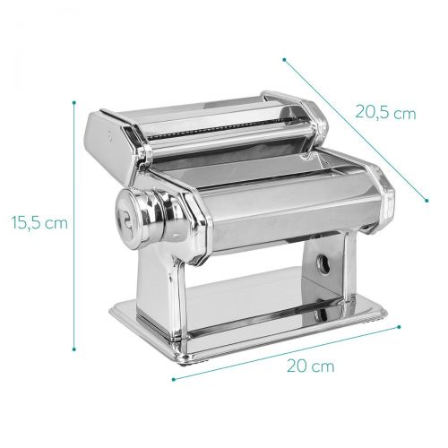  Navaris Nudelmaschine Pasta Maschine manuell - Pastamaker fuer Spaghetti Lasagne Nudeln - Nudel Maschine aus verchromtem Stahl - 9 Teig Stufen