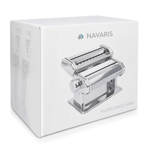  Navaris Nudelmaschine Pasta Maschine manuell - Pastamaker fuer Spaghetti Lasagne Nudeln - Nudel Maschine aus verchromtem Stahl - 9 Teig Stufen