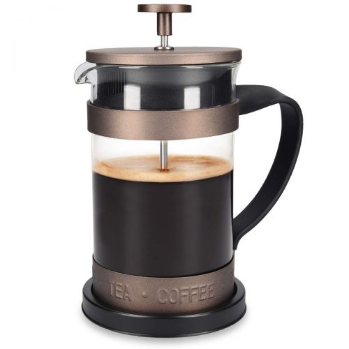  Navaris French Press Kaffeebereiter mit Edelstahl Filter - 600 ml Stempelkanne - 15x10,2x18,2cm - 0,6 l Kaffeezubereiter Presskanne - auch fuer Tee