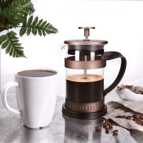  Navaris French Press Kaffeebereiter mit Edelstahl Filter - 600 ml Stempelkanne - 15x10,2x18,2cm - 0,6 l Kaffeezubereiter Presskanne - auch fuer Tee