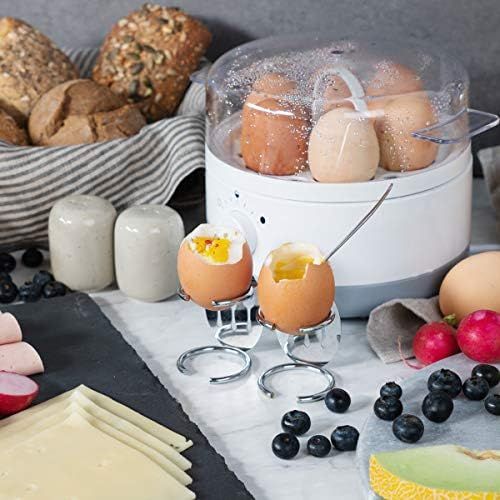  [아마존베스트]Navaris Egg Boiler for 1-7 Eggs - Includes Water Measuring Cup with Egg Cutter - Hardness Adjustable - 350 W - 22 x 17.5 x 14.5 cm - Egg Boiler White