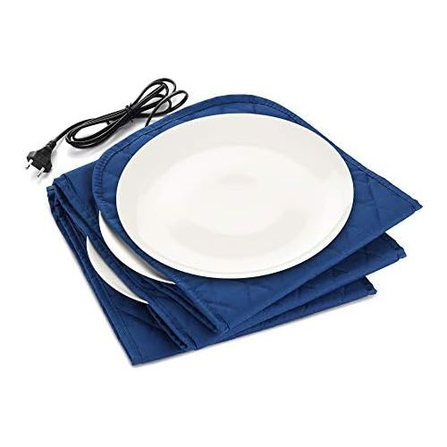  [아마존베스트]Navaris XXL Electric Plate Warmer  34 x 30 x 3 cm  for up to 10 Plates with 32 cm Diameter  200 Watt  Gastro Plate Warmer in Blue