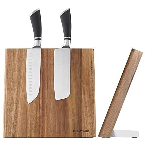  [아마존베스트]Navaris Knife Holder, Magnetic Knife Board Made of Bamboo Wood, Brown (Knives Not Included)