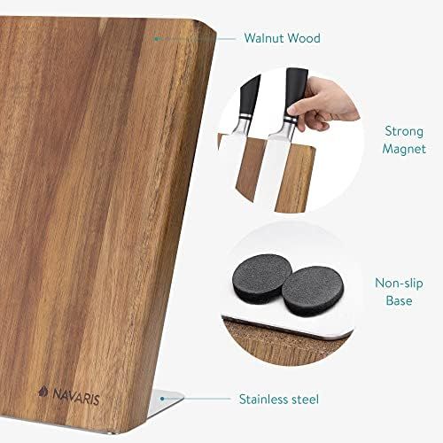  [아마존베스트]Navaris Knife Holder, Magnetic Knife Board Made of Bamboo Wood, Brown (Knives Not Included)