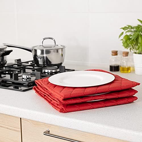  Navaris Electric Plate Warmer - 10 Plate Blanket Heater Pockets for Warming Dinner Plates to 165 Degrees in 10 Minutes - Thin Folding Design - Red