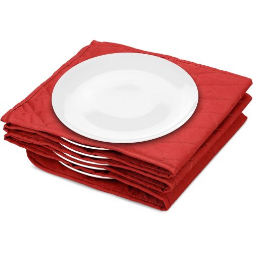  Navaris Electric Plate Warmer - 10 Plate Blanket Heater Pockets for Warming Dinner Plates to 165 Degrees in 10 Minutes - Thin Folding Design - Red