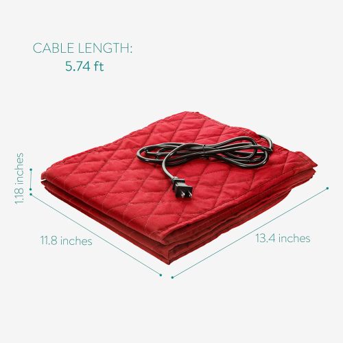  Navaris Electric Plate Warmer - 10 Plate Blanket Heater Pockets for Warming Dinner Plates to 165 Degrees in 10 Minutes - Thin Folding Design - Red