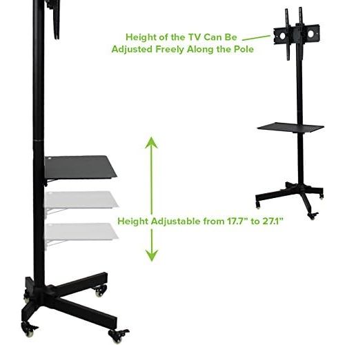  NavePoint Flat Panel TV Cart Height Adjustable 23 Inch to 55 Inch Mobile Stand w/Wheels