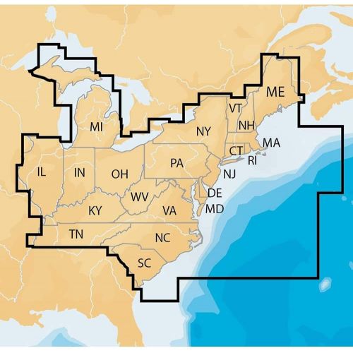  Navionics East Regions - Marine and Lake Charts with One Foot Contours Preloaded Micro SD Format (MSD/NAV+EA)