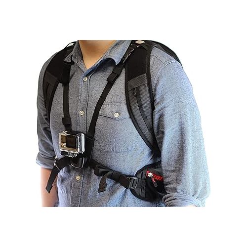  Action Camera Backpack & Blue Storage Case With Integrated Chest Strap - Compatible With The Sainlogic Action Camera