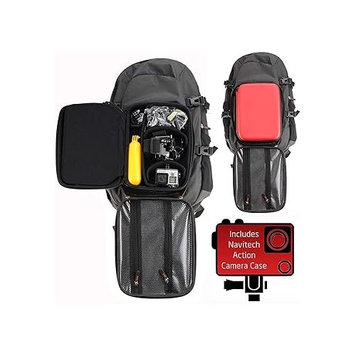  Action Camera Backpack & Red Storage Case With Integrated Chest Strap - Compatible With The Sainlogic Action Camera