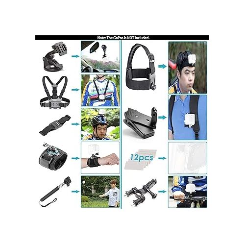  50-in-1 Action Camera Accessories Combo Kit with EVA Case - Compatible with The Sainlogic Action Camera