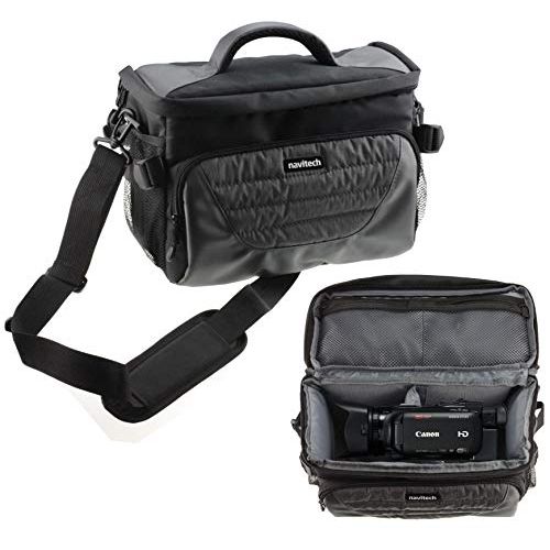  Navitech Grey Camcorder/Camera Bag Case Cover Compatible with The Canon Vixia HF G21 with Shoulder and Belt Straps