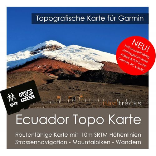  Navitracks Ecuador TOPO Garmin Karte 4 GB microSD. Topografische GPS Freizeitkarte fuer Fahrrad Wandern Touren Trekking Geocaching & Outdoor. Navigationsgerate, PC & MAC