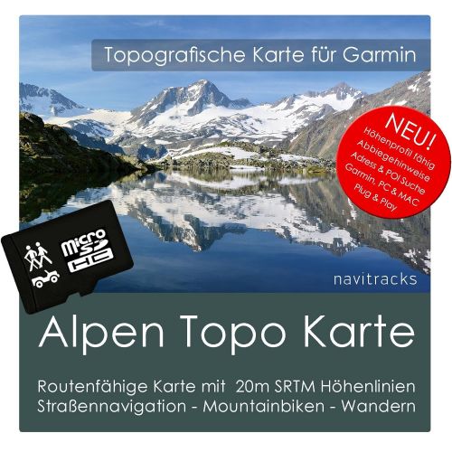  Navitracks Alpen Garmin Karte Topo - 8 GB (Deutschland Schweiz Italien OEsterreich Frankreich) Topografische GPS Freizeitkarte fuer Fahrrad Wandern Touren Trekking Outdoor. Navigationsgerate, P