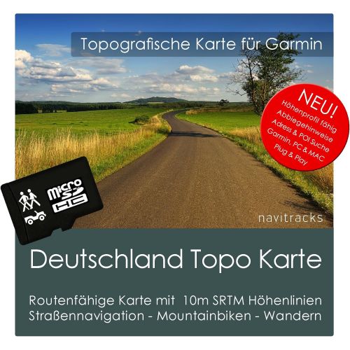  Navitracks Deutschland Garmin Karte Topo auf 8 GB microSD. Topografische GPS Freizeitkarte fuer Fahrrad Wandern Touren Trekking Geocaching und Outdoor. Garmin Camper Colorado dezl Cam Edge Dak