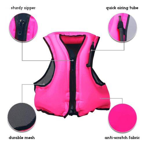  Naxer Inflatable Snorkel Vest PFD Kayak Life Jackets Vests for Adults 90lb-220lb Easy Swimming and Kayaking