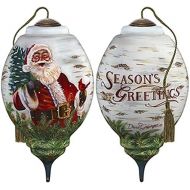 NeQwa Art Hand Painted Blown Glass Winter Birch Santa Ornament, Claus