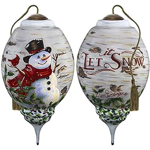  NeQwa Art Hand Painted Blown Glass Winter Birch Santa Ornament, Claus