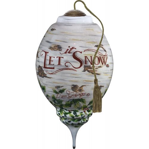  NeQwa Art Hand Painted Blown Glass Winter Birch Santa Ornament, Claus