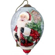 NeQwa Art Hand Painted Blown Glass Christmas Greetings Snowman Ornament