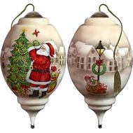 NeQwa Art Hand Painted Blown Glass Ill Be Home for Christmas Santa Ornament, Claus