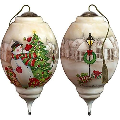  NeQwa Art Hand Painted Blown Glass Ill Be Home for Christmas Santa Ornament, Claus