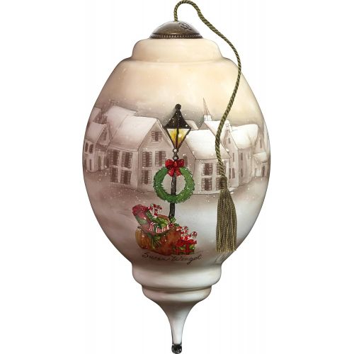  NeQwa Art Hand Painted Blown Glass Ill Be Home for Christmas Santa Ornament, Claus