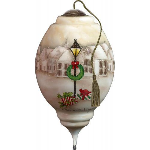  NeQwa Art Hand Painted Blown Glass Ill Be Home for Christmas Santa Ornament, Claus