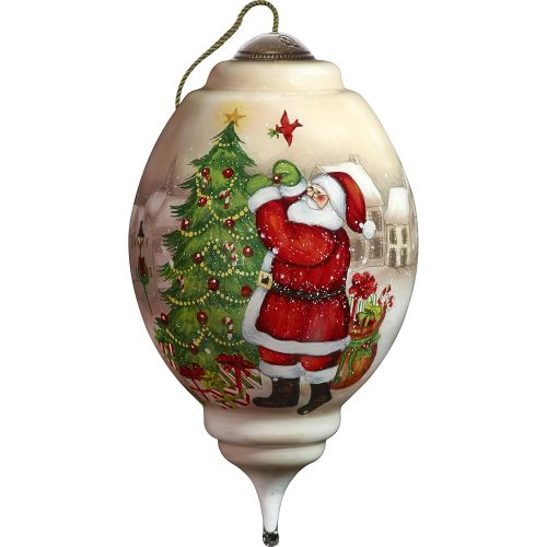  NeQwa Art Hand Painted Blown Glass Ill Be Home for Christmas Santa Ornament, Claus